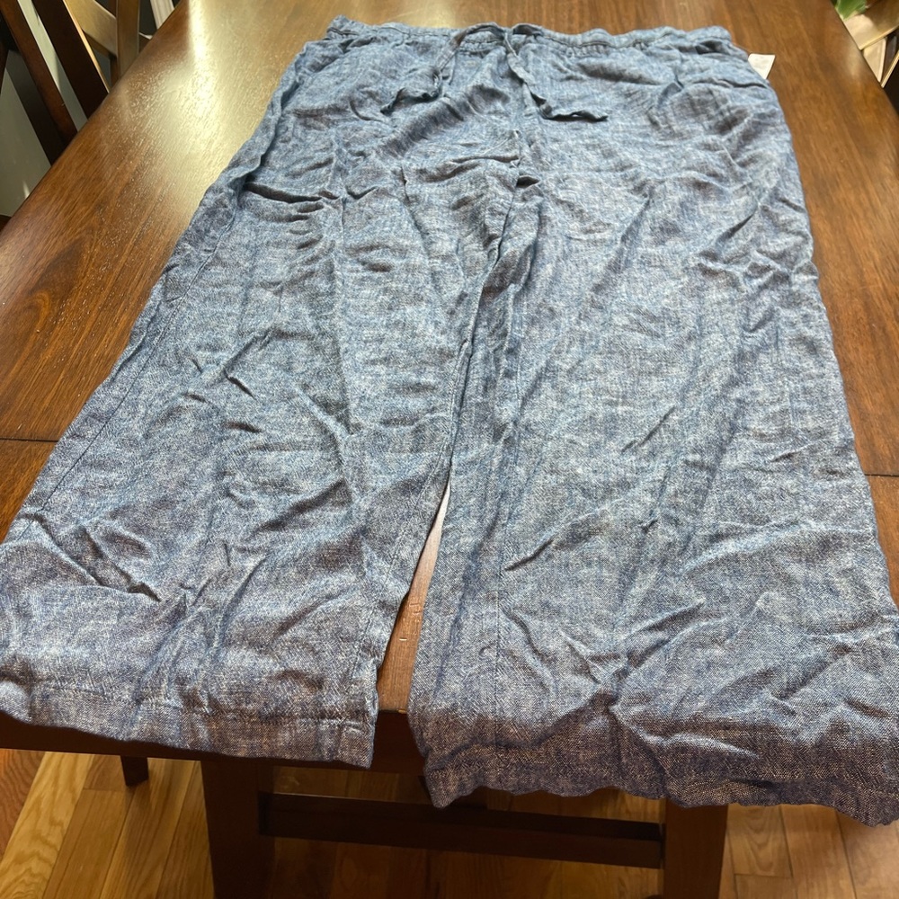 Super cute linen blend Old Navy Wide Leg indigo blue summer pants, size xl